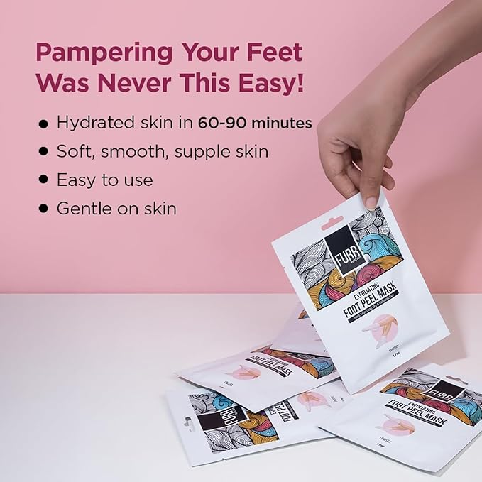 FURR By Pee Safe Peeling & Exfoliating Foot Mask | Reduces Dry Skin & Hard Calluses | Exfoliates, Moisturizes & Hydrates Feet | Nourishing Foot Mask | Fits Like Socks | For Soft & Smooth Skin | Unisex