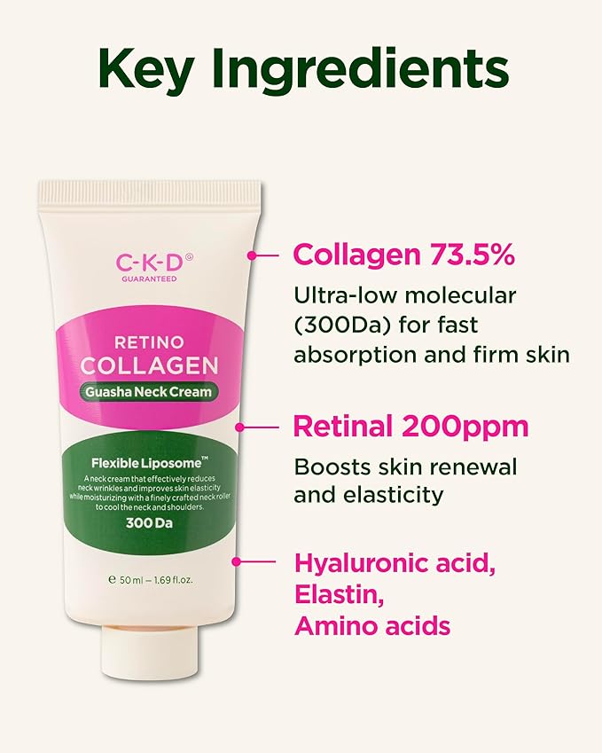 CKD Retino Collagen Gua Sha Neck Cream [Refill] - Tightening, Lifting & Firming Moisturizer for Turkey Neck & Wrinkle Care, Multi-Use for Neck, Face & Décolleté, Korean Skincare, 1.69 fl oz