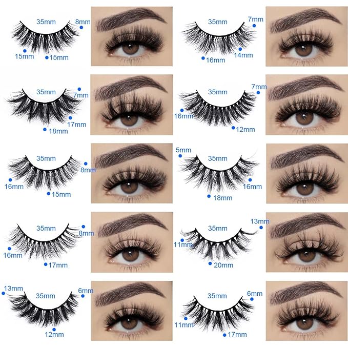 FARRED Wholesale Fluffy Dramatic Bulk Lashes Mix 10 Styles 10 Pairs Pack Individual Box 10-18mm Volume Faux Mink Eyelash Thick 8D Fake Lash Short Natural Look Eyelashes (style i-10 pairs)