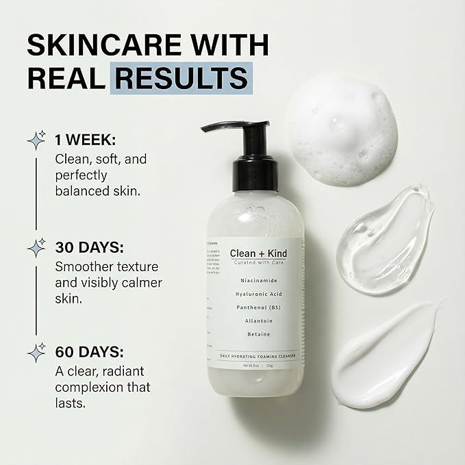 Daily Facial Cleanser for Sensitive Skin – Gentle Non Stripping Face Wash with Niacinamide & Hyaluronic Acid – Removes Makeup, SPF & Oil While Supporting Skin Barrier