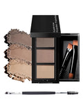 3 Color Eyebrow Powder Palette Kit, Dark Medium Coffee Brown Eye Brow Powder for Women, Long-Lasting Waterproof Tinted Brow Filler, With Mirror & Eyebrows Brush Makeup Set, Defined Natural Brows-B01