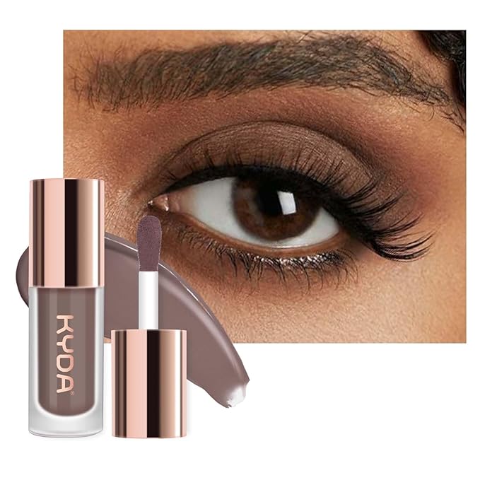 KYDA Liquid Matte Eyeshadow, Matte Taupe Dark Brown Eyeshadow, Long-wearing Crease-Resistant Velvet Eyes Tint, Smooth Cream-to-Powder Texture, Multiuse Eyes Makeup for Shadow & Face Contour