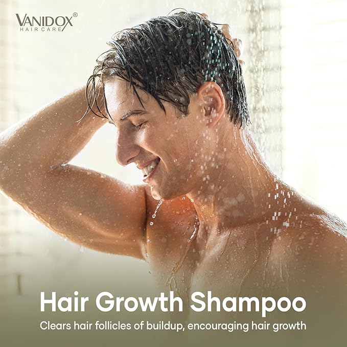 VANIDOX Carbonic Acid Shampoo for Men and Women with DHT Blockers - Made in USA - Stimulates Hair Growth, Scalp Exfoliator, Sulfate Free Shampoo with Biotin and Tea Tree Oil (16 Fl Oz)