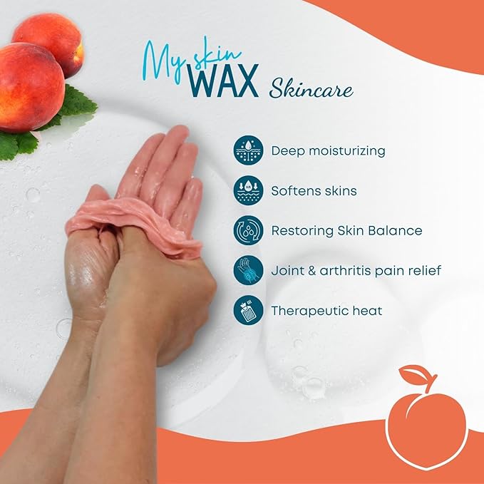 Paraffin Wax Refills Maxi Pack for Hands and Feet Bath – 6 Large 14 oz Blocks (5.25 lb) Peach Scent, Moisturizing Non-Greasy Wax for Arthritis Relief, Pedicure, Home Spa