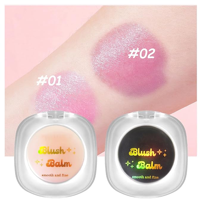 Color Changing Blush,Magical Temperature Change Powder Blusher Cream For Cheeks ，Eyes And Lips Tint Makeup,Lasting Moisturizing Rouge, Brightening, High Gloss Black Powder Blusher Cream (Pink+Rose)
