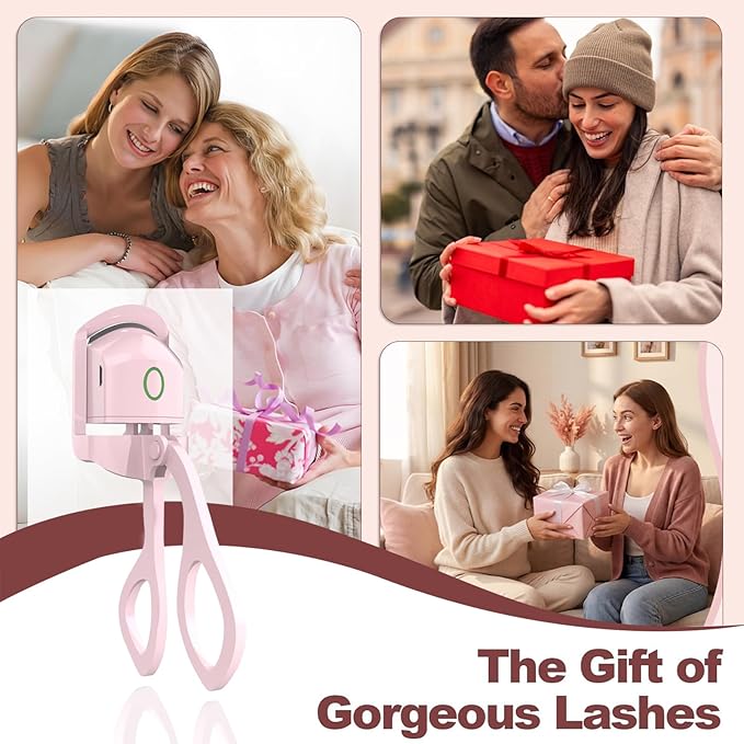 Heated Eyelash Curler for Women - Electric Lash Curler with 10s Fast Heating, Safe Anti-Burn Design, Intelligent Temp Control, Long-Lasting Curls, Portable Makeup Tool (Pink,1PCS)
