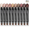 LUXAZA PRO Brown Eyeshadow Stick Makeup Set 10PCS, Neutral Shimmer And Matte Cream Eye Shadow Palette, Metallic Bronze Smoky Eyeliner Brightener Crayon Pencil Kit, Ideal Gift for Women -Espresso