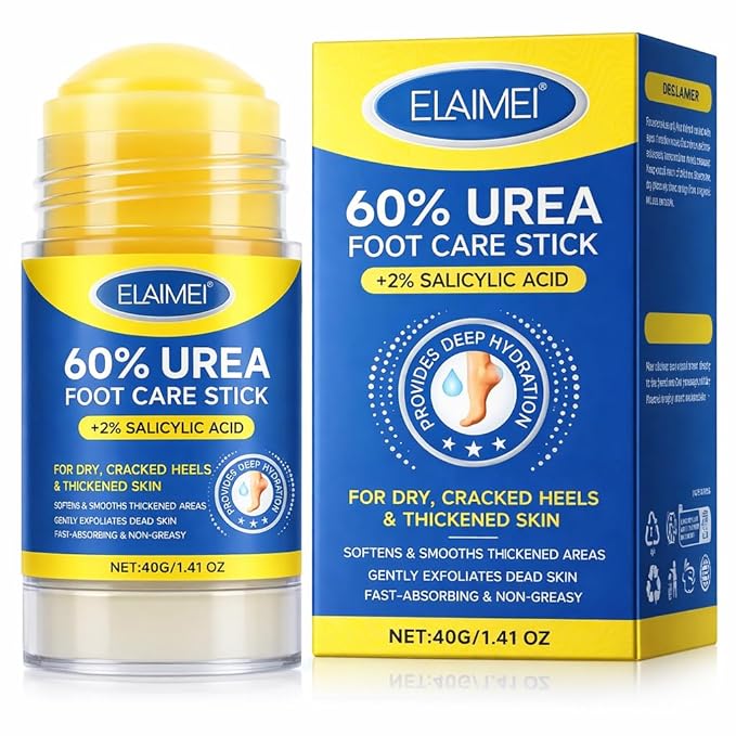 60% Urea Cream Stick with 2% Salicylic Acid, Maximum Strength Callus Remover for Dry Cracked Heels, Hands, Knees, Exfoliating Moisturizer, 1.41 oz (1pcs)