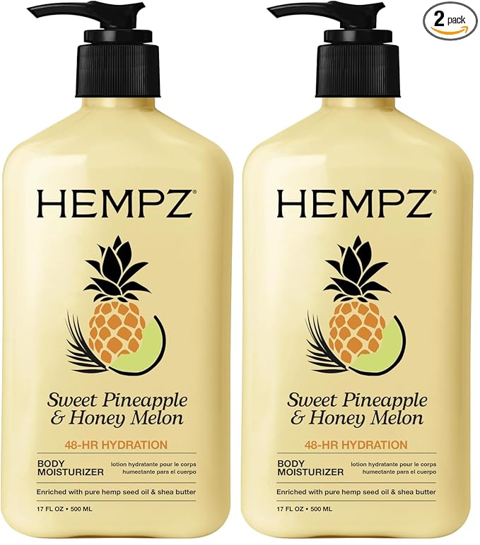 Hempz Body Lotion - Sweet Pineapple and Honey Melon - Daily Moisturizing Cream - 17oz,(Pack of 2)