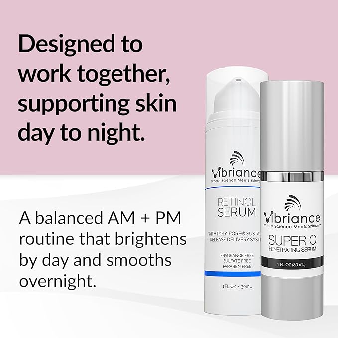 Vibriance Dynamic Duo Skincare Bundle | Super C Vitamin Serum, Retinol Skin Care Set - Age-Defying Night and Day Retinol and Vitamin C Serum for Face Routine Skincare Kit (Pack of 2)