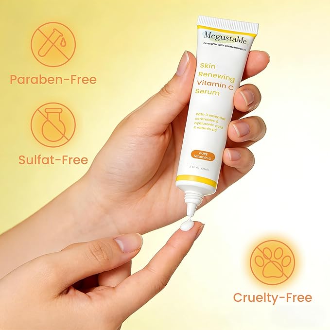 Skin Renewing Vitamin C Serum 30ml - Pure Vitamin C Serum Dermatologist Developed Brightening Antioxidant Face Serum for Glowing Skin,Hydrating Skin Barrier Repair Serum.