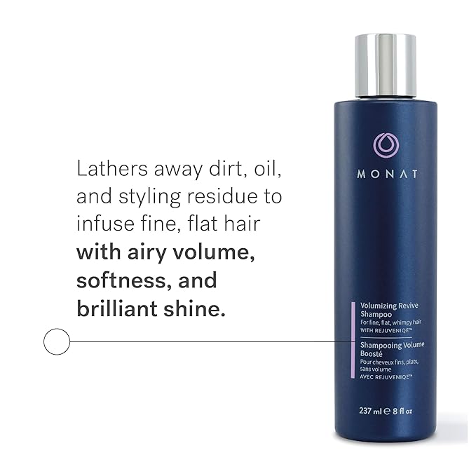 MONAT Volumizing Revive Shampoo Infused w/Rejuveniqe – Weightless Shampoo for Fine, Flat Hair – Amplifies Volume, Adds Softness, Shine – Cleanses and Protects with UV Defense – Net Wt 237ml (8 fl oz)