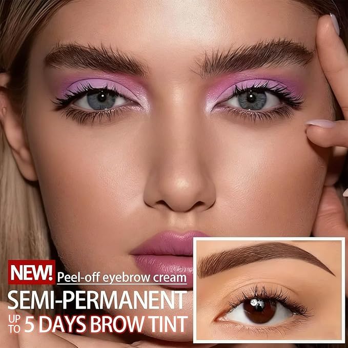 3-Day Peel Off Eyebrow Gel Kit - Waterproof Hypoallergenic Tint - Long-Lasting Natural Brow Makeup, Easy Peel-Off Applicator - Ideal Gift for Women & Men 2 Pack (02# Light Brown)