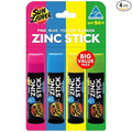 Sun Zapper Zinc Oxide Mineral Sunscreen Stick – SPF 50+ Water Resistant – 4-Pack (Pink, Blue, Green, Yellow) Rainbow Pack – For Face & Body – Made in Australia