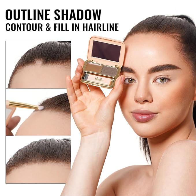 Oulac Waterproof Eyebrow Powder Kit with Brow Brush 2 in1 Long Lasting Instant Eyebrow Pomade & Powder Natural Makeup for Sparse Brows 3.2 g/0.11 oz, Taupe