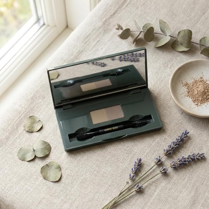 Marie-José Dark Blonde & Light Brown Duo Brow Powder Kit – Waterproof Eyebrow Powder with 6 Reusable Stencils & Dual-Ended Brush, Long-Lasting Natural-Look Brow Makeup for Blondes & Fair Skin Tones
