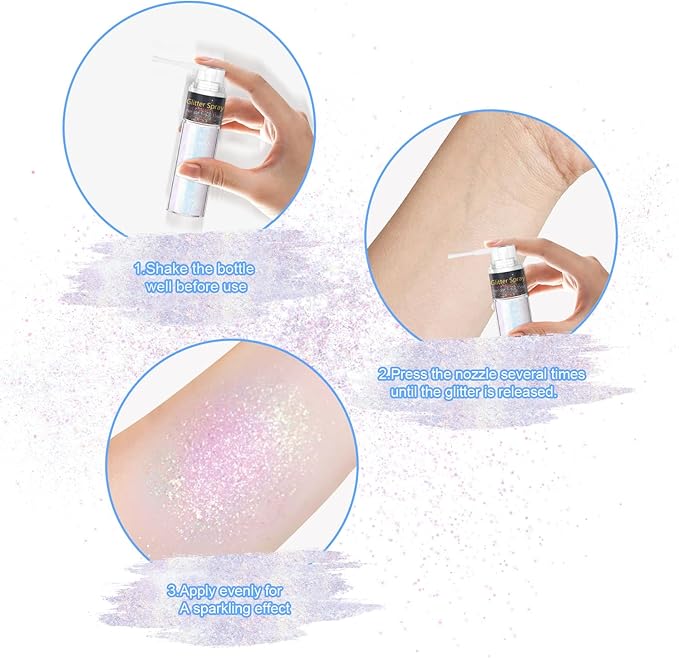 Hair and Body Glitter Spray, Hair Glitter Extra Fine Face Shimmer Powder for Clothes, Festival Loose Sparkle Powder for Rave Clothes Nail Art Easter Halloween Crafts（1PC Sparkling Pink）