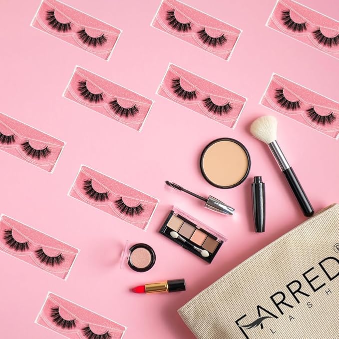 FARRED Wholesale Fluffy Dramatic Bulk Lashes 30 Pairs Pack Individual Box 15mm Volume Faux Mink Eyelash Thick 8D Fake Lash Short Natural Look Eyelashes (F01-30 pairs)