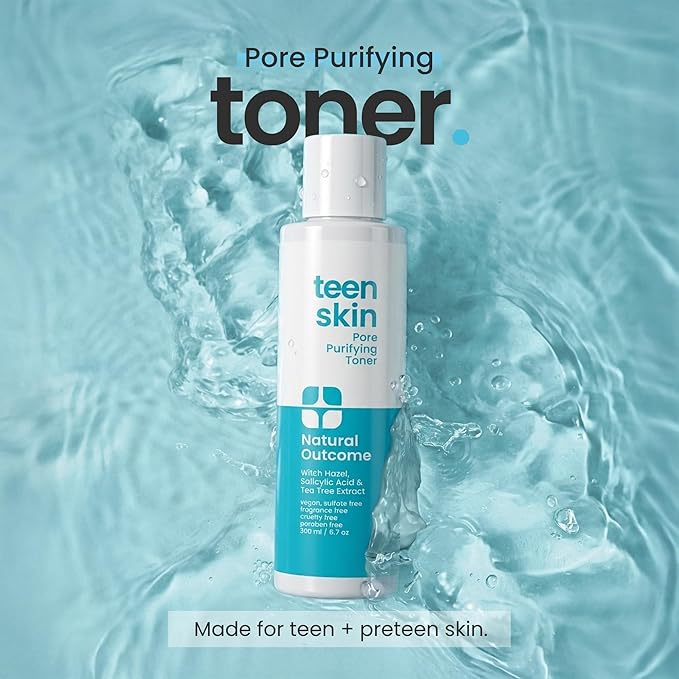 Acne Clarifying Face Toner for Teens by Natural Outcome Skin Care - Salicylic Acid Facial Astringent to Clear Acne & Purify Pores - Fragrance Free, Alcohol Free 6.7 oz