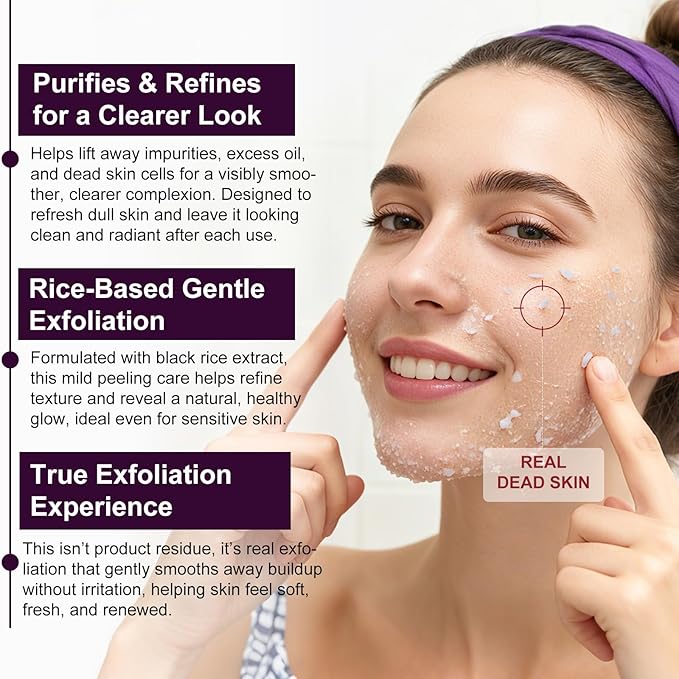 Black Rice Exfoliant, Peel Shot Glow Exfoliating Face Serum, Korean Skin Care Soft Exfoliating Body Scrub Dead Skin Cells, Blackheads Remover For All Skin Types 100ml