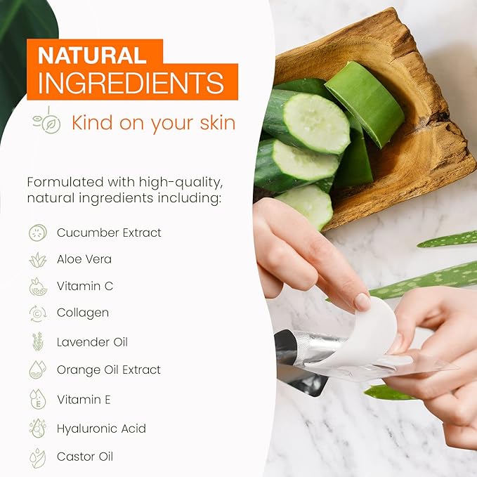 Natural Chemist Cucumber & Aloe Under Eye Patches - Soothing, Anti-Aging, Cooling, Hydrating, Dermatologist Tested, Cruelty Free Korean Skin Care For All Skin Types - 25 Pairs (5 Pack)
