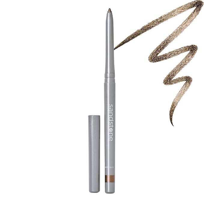 Sandstone Scandinavia Hypoallergenic Waterproof Metallic Eyeliner Pencil – Golden Brown – Fragrance-Free, Vegan – Smudge-Proof Eye Liner for Sensitive Eyes