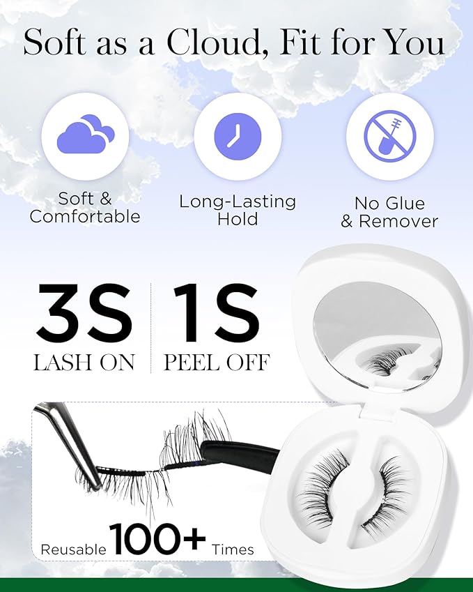BEYELIAN Magnetic Eyelashes with Applicator Kit, Upgrade Soft Magnetic Lashes Reusable False Eyelashes Natural Look, No Glue Needed Eyelashes for Daily Work Magic-24B (Lightweight & Comfortable)