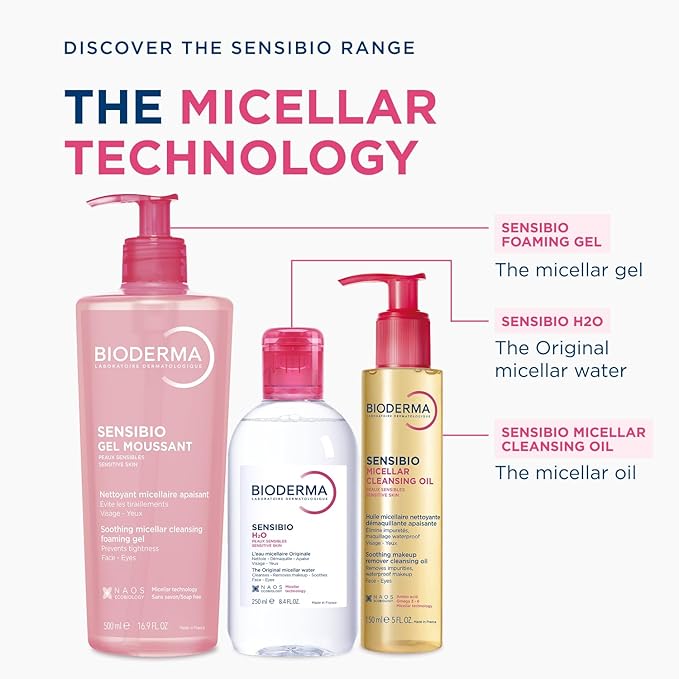 Bioderma Sensibio Foaming Gel Gentle Face Cleanser, Cleansing and Makeup Removing Refreshing Feeling for Sensitive Skin, Unscented, 16.9 Fl Oz