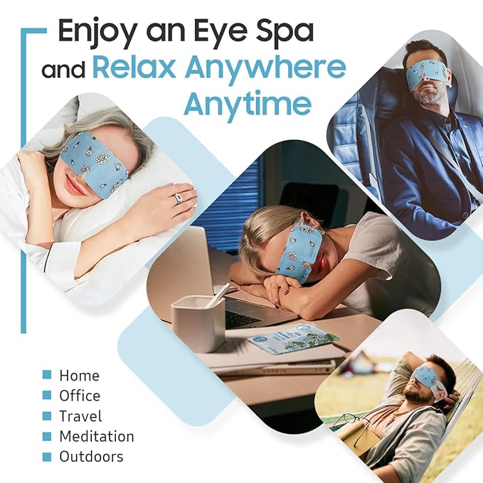 BeHoomi 20 Packs Steam Eye Mask, Heated Eye Mask Warm Compress for Eyes, Disposable Self Heating Steam Mask for Home, Sleep, Spa, Travel Essentials & Relaxation Gifts for Women (Jasmine)