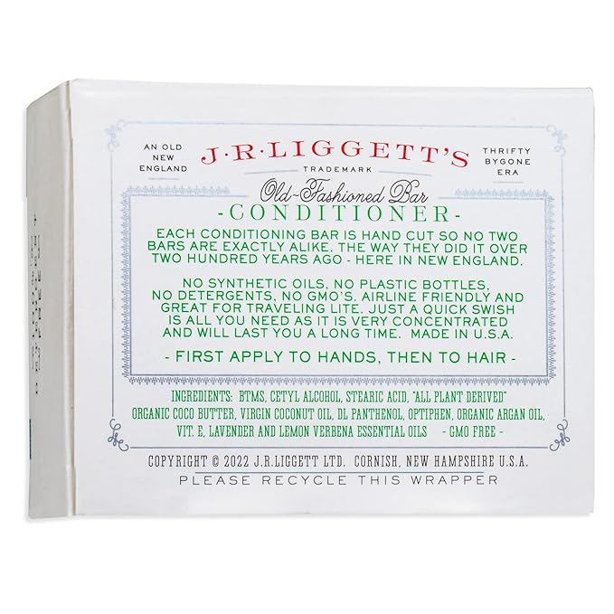 J·R·LIGGETT'S Conditioner Bar - Original Formula, All Natural Hair Conditioner with Coconut Oil & Cocoa Butter - Sulfate Free, GMO Free, Plant-Based Ingredients for Soft & Smooth Hair, 1.75oz - 3 Pack
