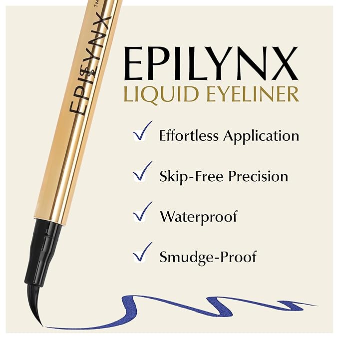 EPILYNX Liquid Eyeliner - Hypoallergenic Eyeliner with Fine Brush Tip, Long-Lasting Waterproof Eye Liner - Cruelty-Free, Vegan, Gluten-Free, Smooth Application Liquid Eye Liner, Blue 2mL