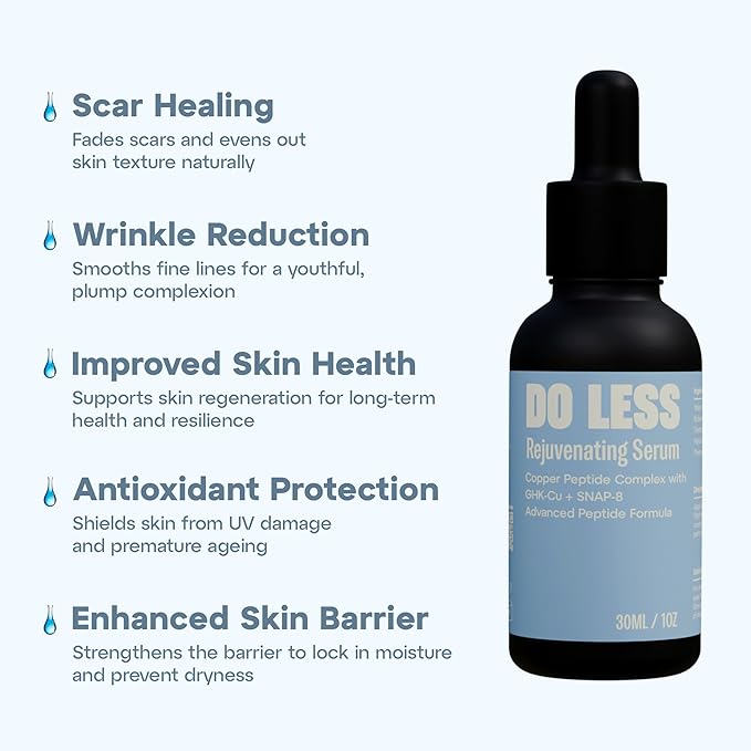 Do Less Rejuvenating Serum for Face, Lightweight Peptide Serum for Smooth, Firm Skin with GHK-Cu Copper Peptides & SNAP-8, 30ml / 1oz