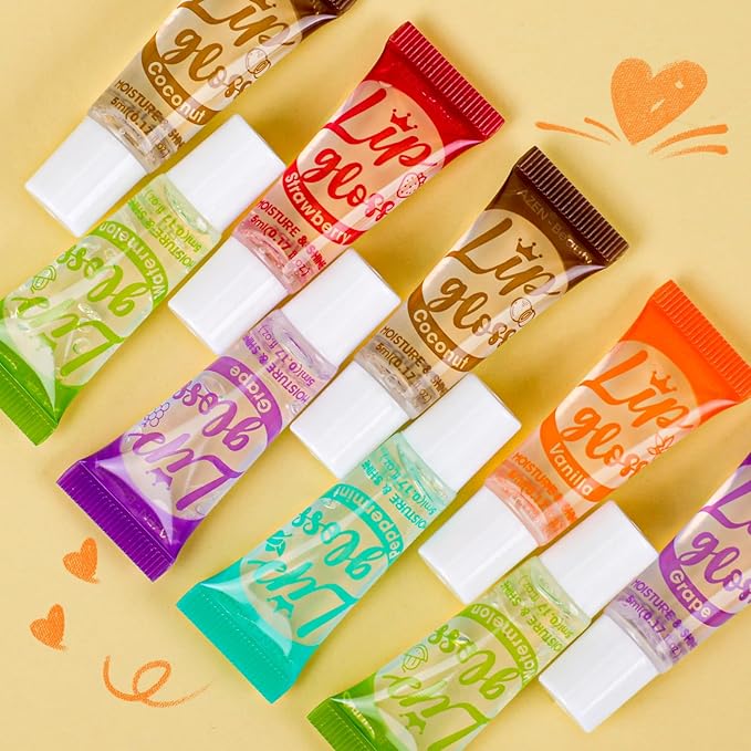 AZEN 24 Pack Lip Gloss Set, Clear Lip Gloss Bulk, Lip Oil for Dry Cracked Lips Moisturizing Hydrating Nourishing with Vitamin E, Mothers Day Gifts for Women