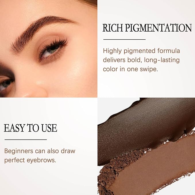 Boobeen Eyebrow Palette, 3 Colors Brow Powder Kit, Eye Brow Pomade with Double-ended Brush, Long-lasting Eye Makeup Kit, Sculpt & Define Eyebrows, for Beginners