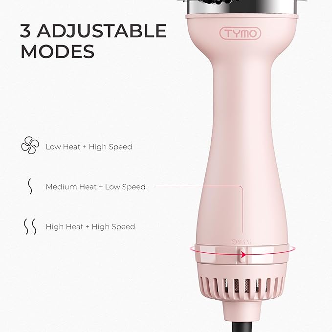 TYMO Hair Dryer Brush Blow Dryer Brush in One, 4 in 1 Ionic Hairdryer and Styler Volumizer with Oval Titanium Barrel, Hot Air Straightener for Smooth Frizz-Free Blowout, Pink