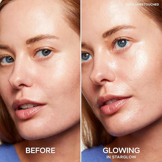 Saie Glowy Super Gel Duo - Illuminating Makeup Primer + All-Over Liquid Highlighter Gel for Dewy, Glass Skin - Vegan Skin Care Infused Glow Serum with Squalane Oil - Sunglow + Starglow (1 Oz, 2 Pack)