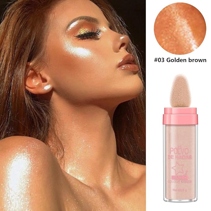 URQT 4 Color Polvo De Hadas Fairy Dust Highlight Patting - Full Body Contouring and Clavicle Pearlescent Patting Powder for Face and Eye, Christmas Sparkling Body Glitter (4 Pack)