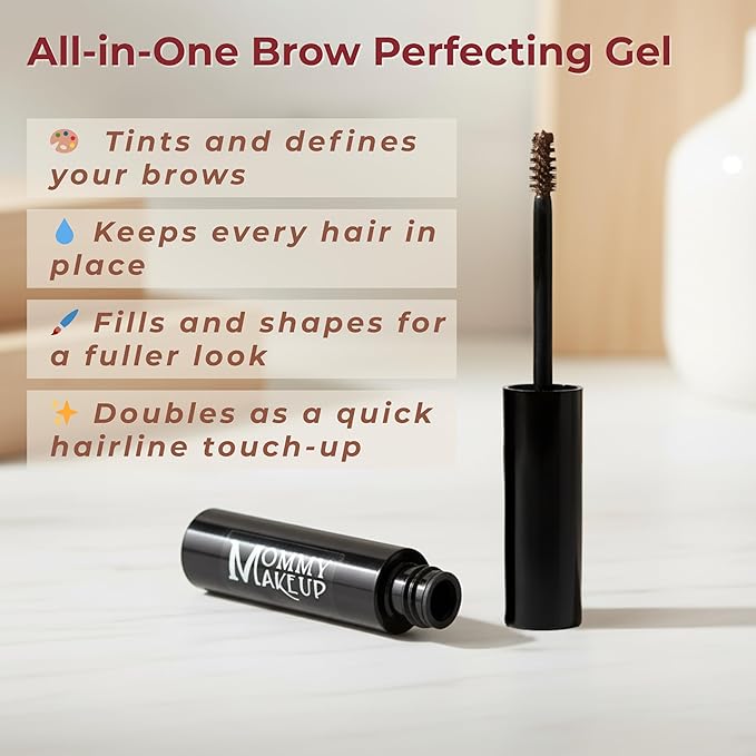 Brow Tint with Microfibers - 4-in-1 Tinted Eyebrow Gel to Groom, Hold, Sculpt & Color Your Brows, Covers Gray Hair - Water Resistant, Clump-Free, Long Lasting (Cool Brunette) by Mommy Makeup
