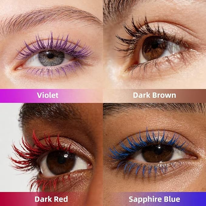 Lengthening Tubing Mascara Long-Lasting, Smudge-Proof Waterproof Eyelashes All Day Wear, Volumizing & Curling Formula Colored Mascara, Clump-Free Slim Brush for Sensitive Eyes