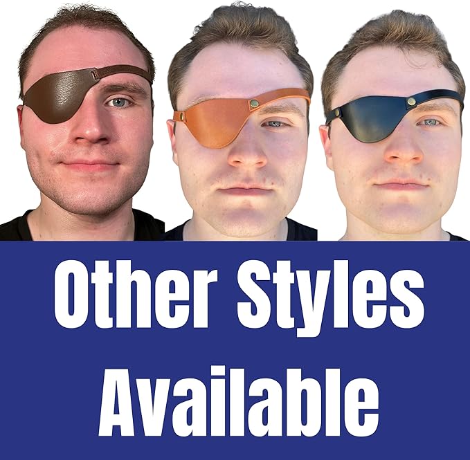 Black Leather Eye Patch with Adjustable Band and Concave Design - Comfortable Medical Eye Patch for Left or Right Eye