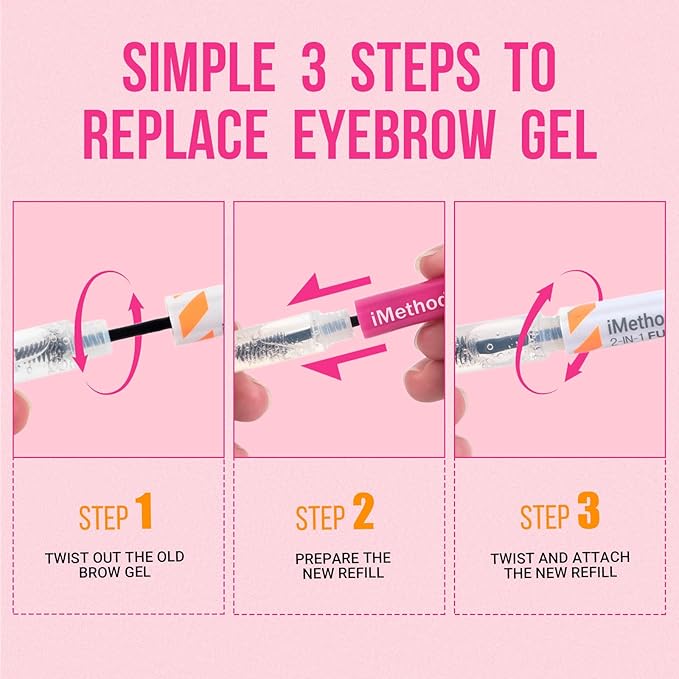 iMethod Curved Eyebrow Pen and Eyebrow Gel - Eyebrow Pencils for Women with Natural Hair Like Strokes, Brow Gel Clear for Soft Full Brows, Waterproof, All-Day Defined, Dark Brown