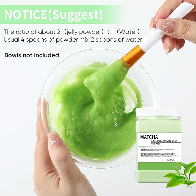 Hydro Jelly Masks for Women Home Spa,Hydrating & Moisturizing Peel-Off Rubber Gel Face Mask Skin Care,Professional Jelly Mask for All Skin Types 23 Fl Oz（Matcha）