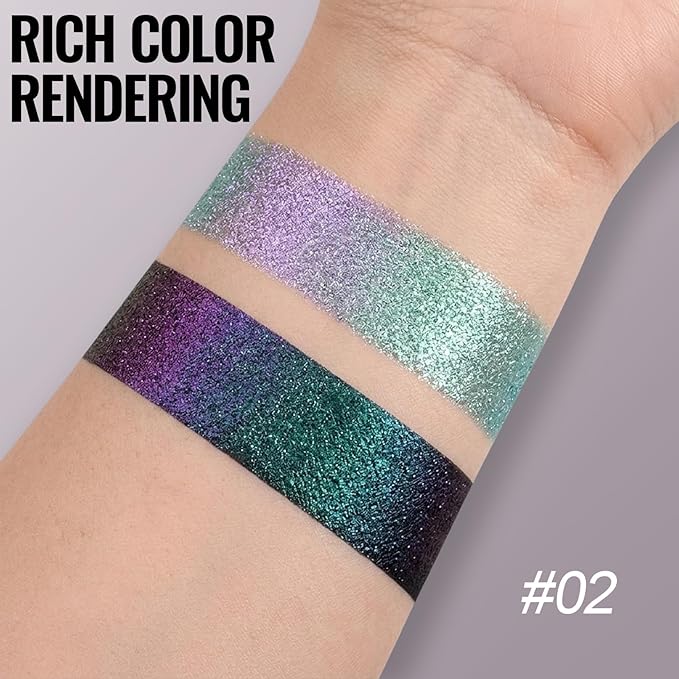 Erinde Plum Mauve Green Blue Duochrome Glitter Eyeshadow Palette, Holographic Chameleon Shimmer Metallic Eye Shadow, Rich Color, Color Shift Sparkle Iridescent Eye Brightener Fairy Makeup for Rave, 02