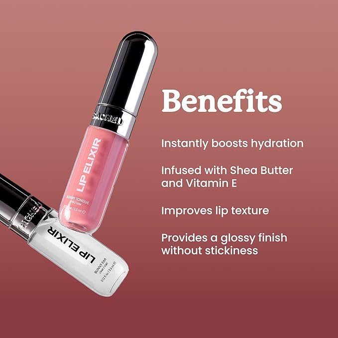 Sacheu Lip Elixir Nourishing and Hydrating Lipgloss — Moisturizing Plumping Lip Gloss Enriched with Collagen, Non-Sticky Lip Color Smooth High-Shine Finish, Vegan & Cruelty-Free, Midnight Lychee