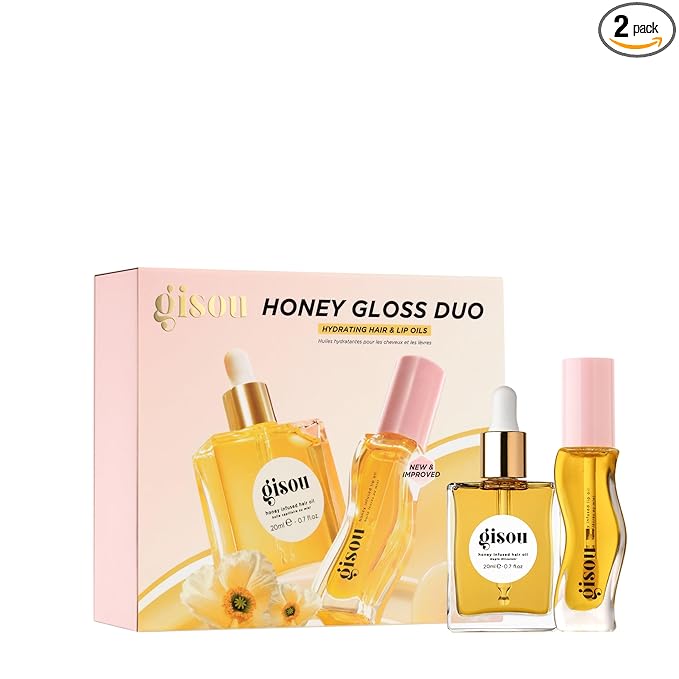 Gisou Honey Gloss Duo – Honey Infused Hair Oil & Lip Oil for Long-Lasting Hydration & Shine