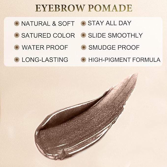 LAVONE Eyebrow Stamp Pencil Kit - Makeup Brow Stamp Trio with Waterproof Eyebrow Pencil, Eyeliner, Pomade, Dual-ended Brush - Brunette