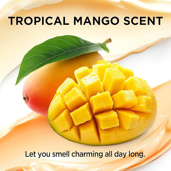 Mango Whipped Shea Body Butter, Natural Whipped Shea Butter for Women Dry Skin, Gentle Hydration with Long Lasting Moisture 6.8 floz