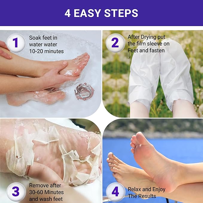 Foot Peel Mask Lavender Moisturizing Exfoliating Foot Masks - Karma Organic Feet Peeling Masks for Dry ed Feet, Remove Dead Skin & Calluses - Removes & Repairs Rough Heels, Dry Toe Skin (Pack of 2)