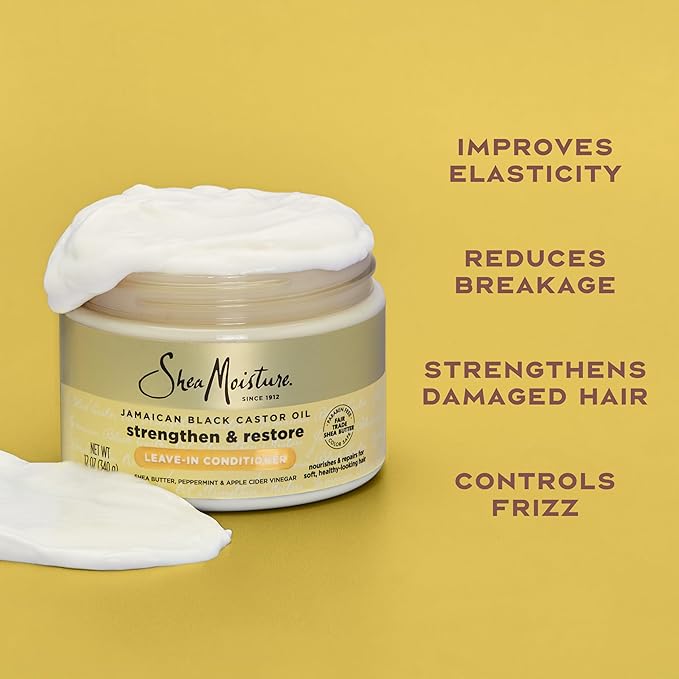Shea Moisture Jamaican Black Castor Oil Leave In Conditioner 100% Pure Jamaican Black Castor Oil For Damaged Hair to Soften and Detangle Hair 11.5 oz (Pack of 12)