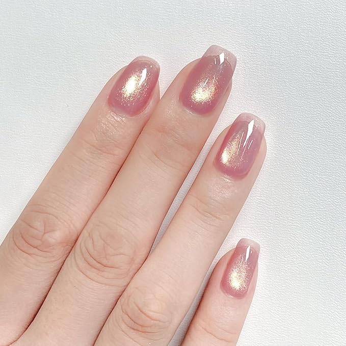 MAYCHAO 15ML Golden Amethyst Cat Eye Gel Nail Polish 1Pc Velvet Mirage Cat Eye Gel Polish Soak off Holographic Magnetic Nail Polish for Nail Art Manicure Salon DIY at Home, 0.5 OZ
